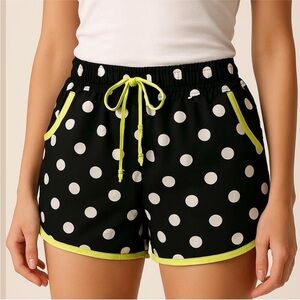 PJ SALVAGE women's boxer shorts pajama lounge shorts black white dots Small